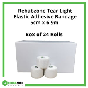 Rehabzone Tear Light Elastic Adhesive Bandage 5cm x 6.9m Box of 24 Rolls Frame Rehabzone Singapore