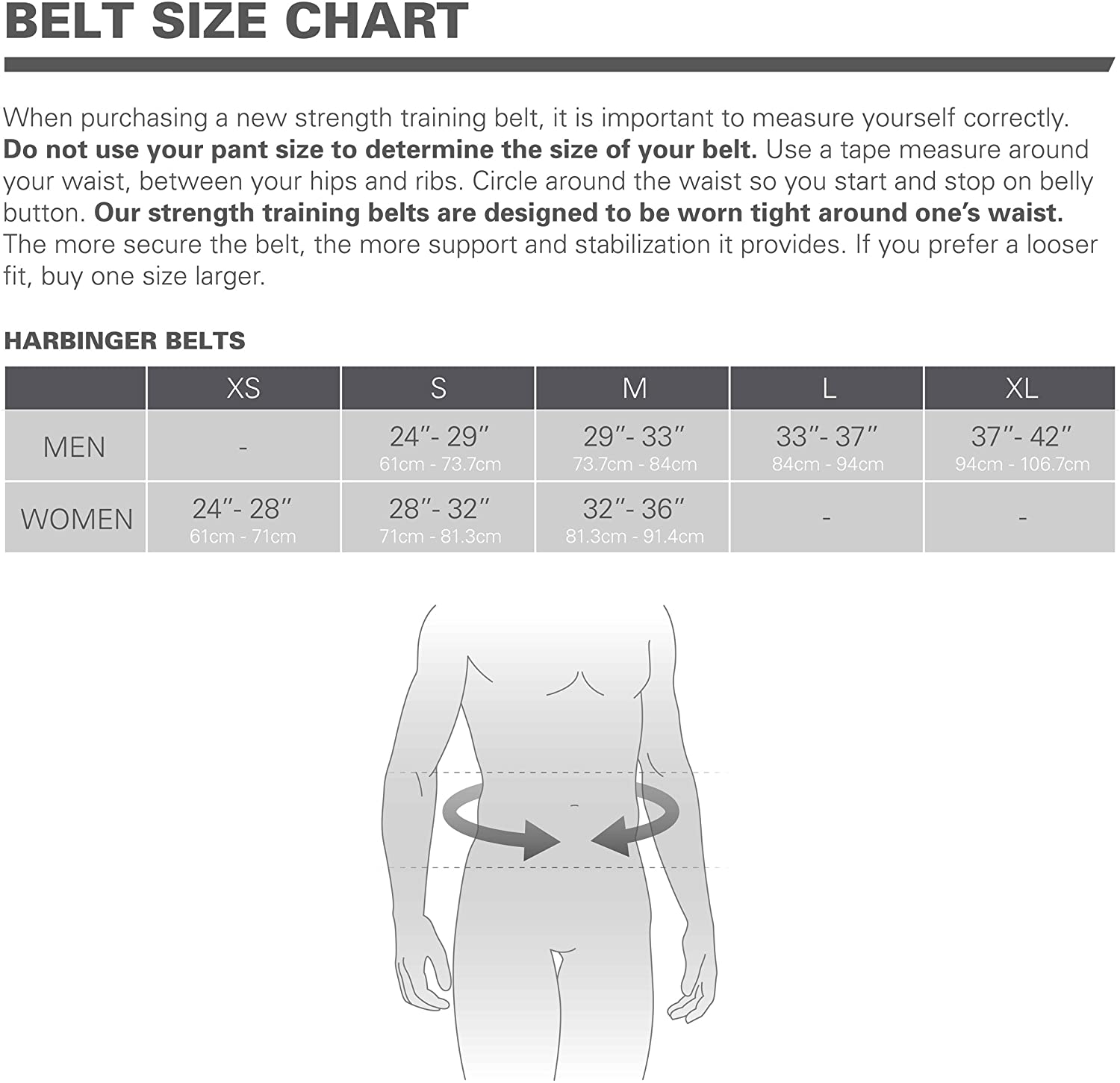 Harbinger Belt Sizing Guide Rehabzone Singapore